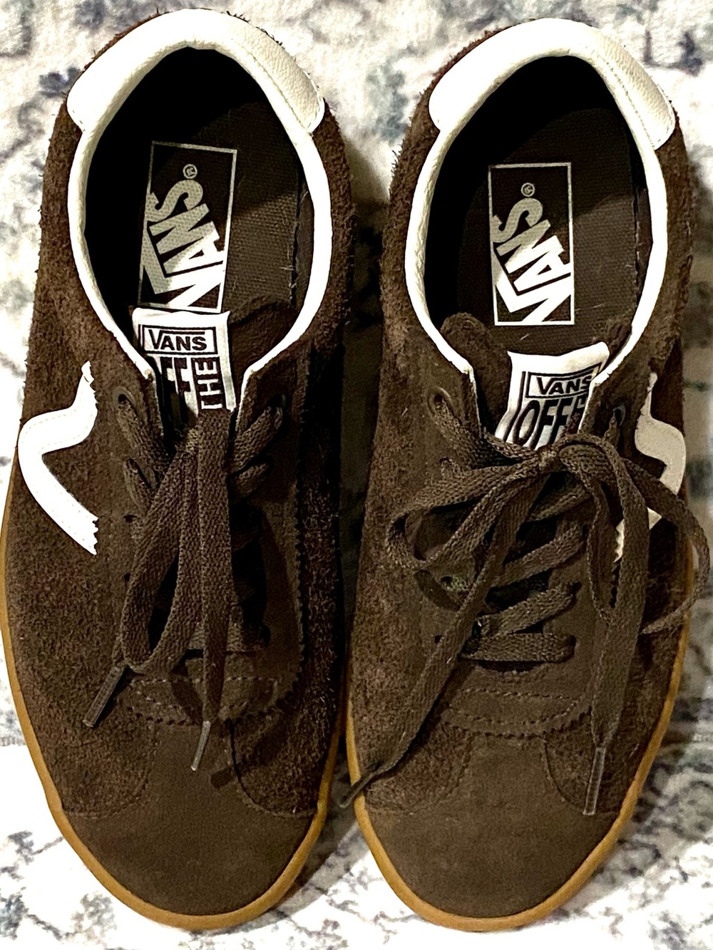 Vans Brown Suede Sneakers with White Stripe